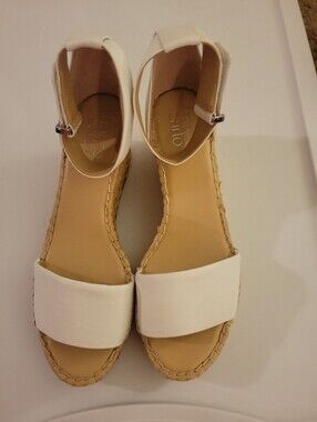Franco Sarto White Espadrille Wedge Sandals Women's Size 7.5 – New Never Worn
